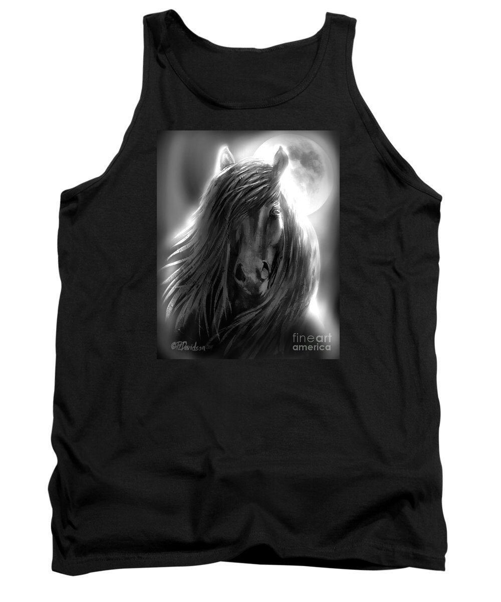 Wild Horses Tank Top featuring the painting Misty Moonlight by Pat Davidson