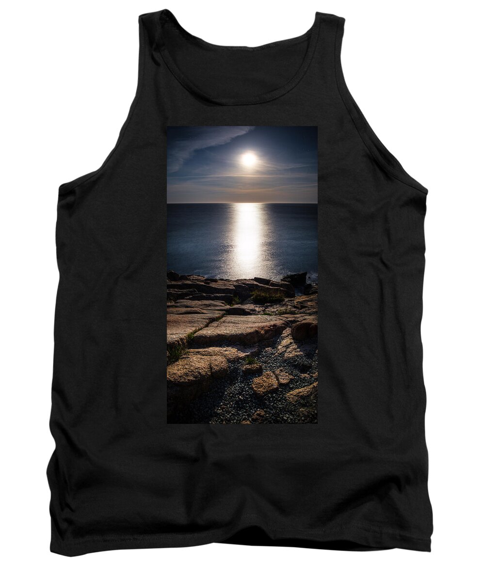 Night Tank Top featuring the photograph Moon Over Acadia Shores by Brent L Ander