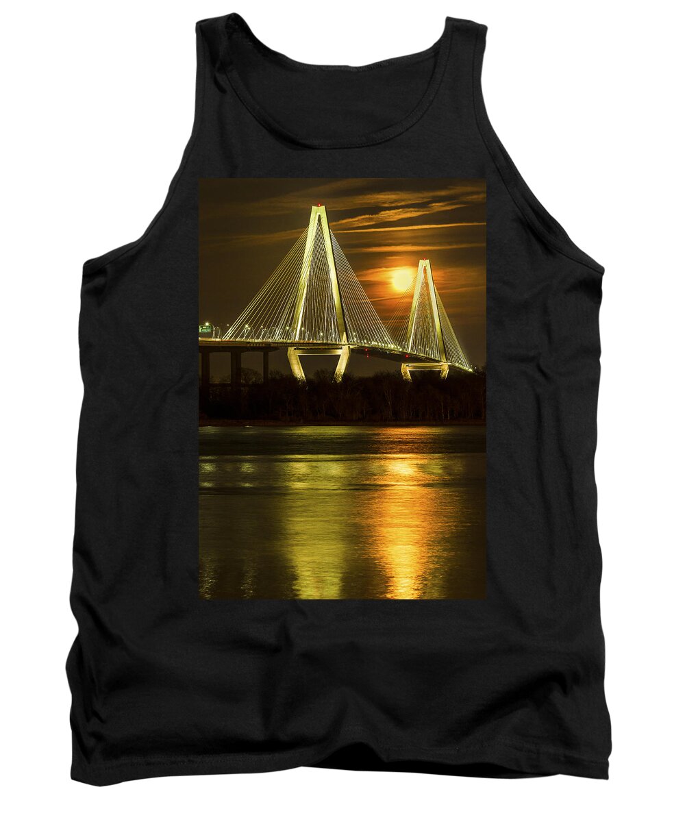 Charleston Tank Top featuring the photograph Moonlight on the Ravenel by Jim Miller