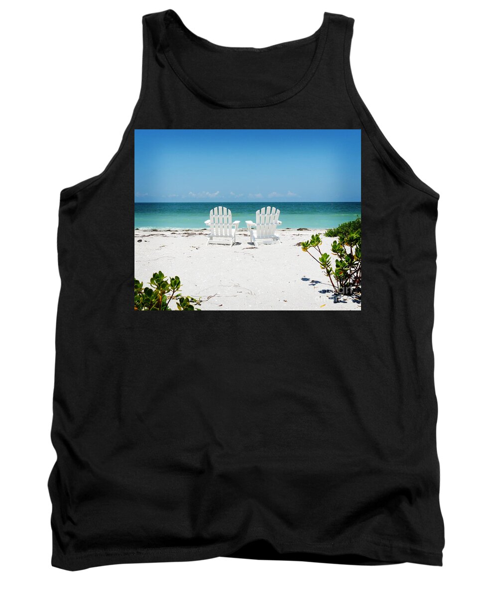 Adirondack Chairs Tank Top featuring the photograph Morning View by Chris Andruskiewicz