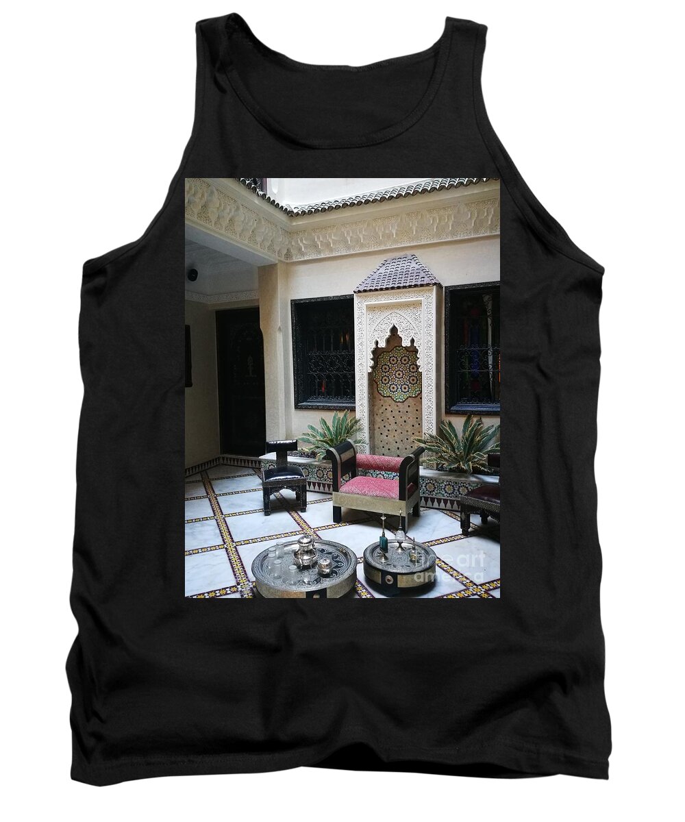 Interior Tank Top featuring the photograph Moroccan courtyard by Jarek Filipowicz