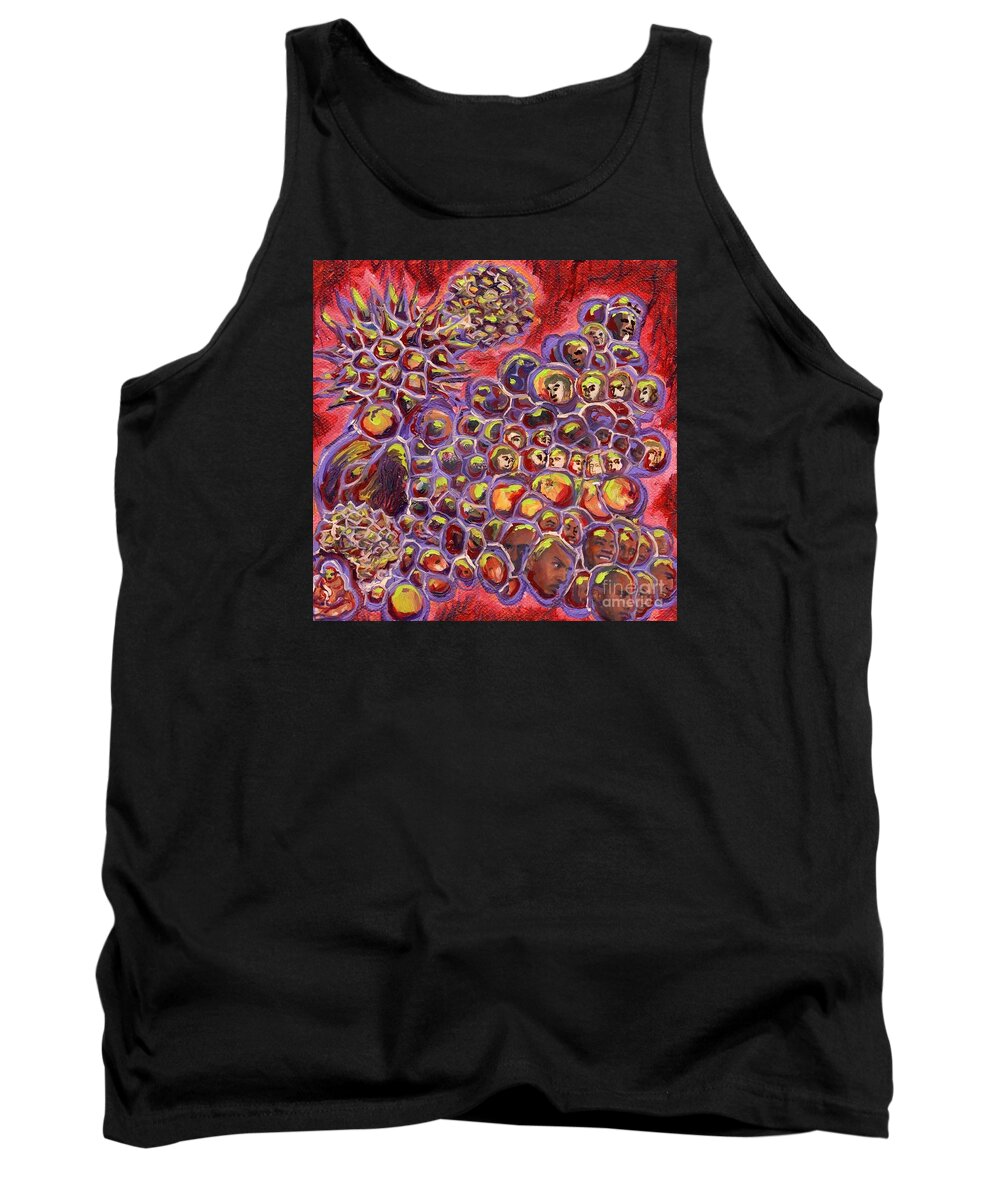 Human Tank Top featuring the painting Multiply Microbiology Landscapes Series by Emily McLaughlin