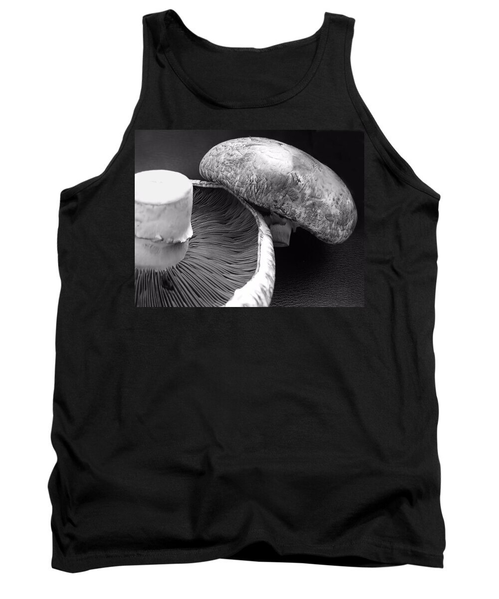 Black And White Tank Top featuring the photograph Mushrooms in Black and White by KATIE Vigil