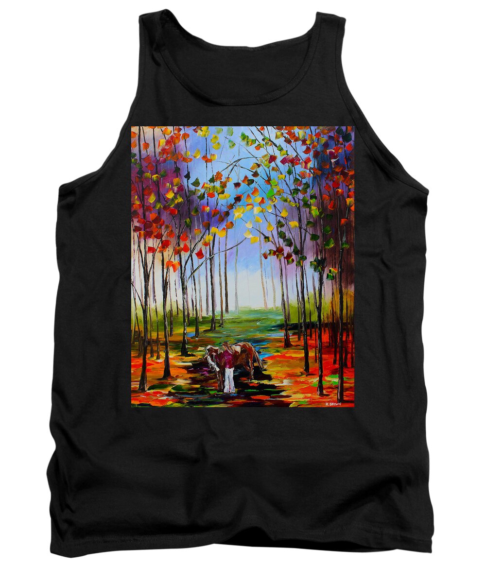  Landscape Paintings Tank Top featuring the painting My Horse by Kevin Brown