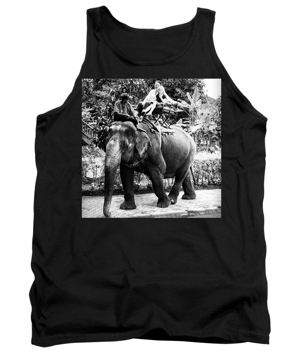 Missionaries Tank Top featuring the photograph Mya & Donna Ride An Elephant In Thailand by Aleck Cartwright