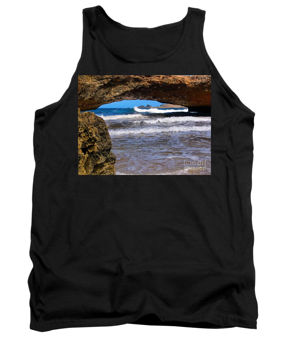 Arch Tank Top featuring the photograph Natural Bridge Aruba by Amy Cicconi