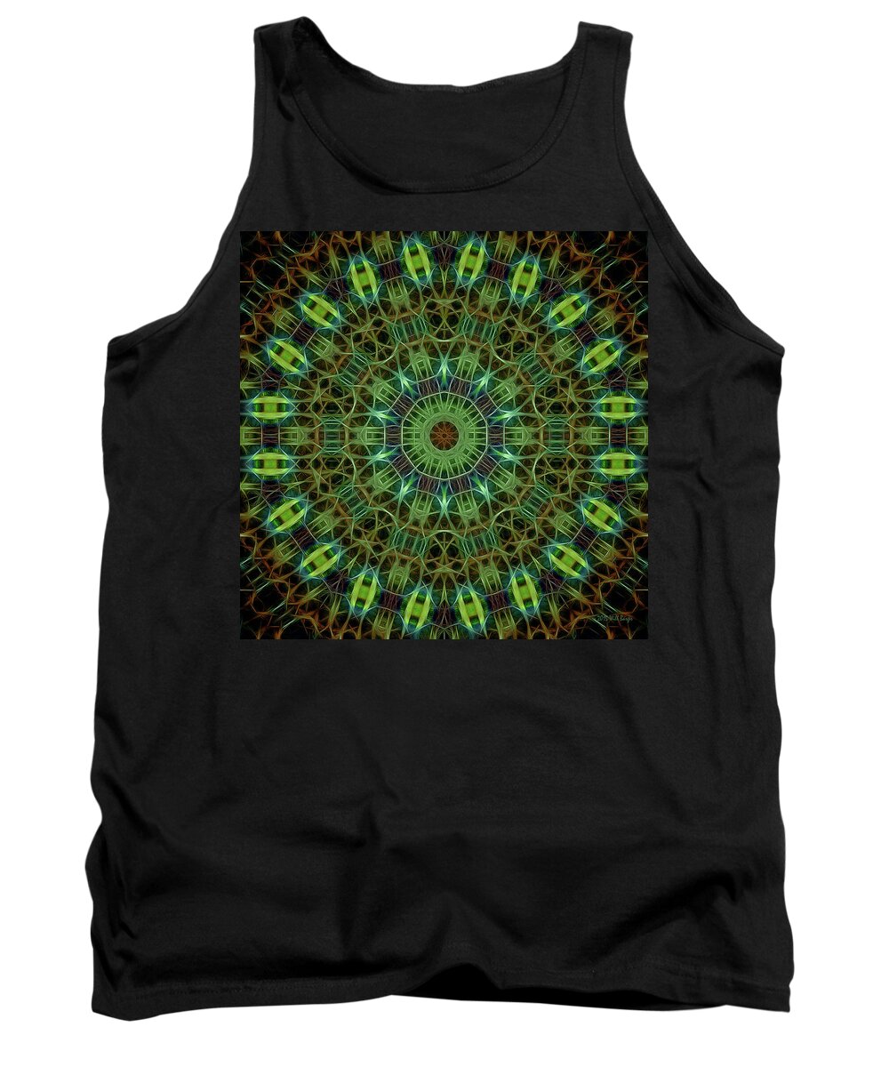 Tao Tank Top featuring the painting Neon Mandala, Nbr 19F by Will Barger