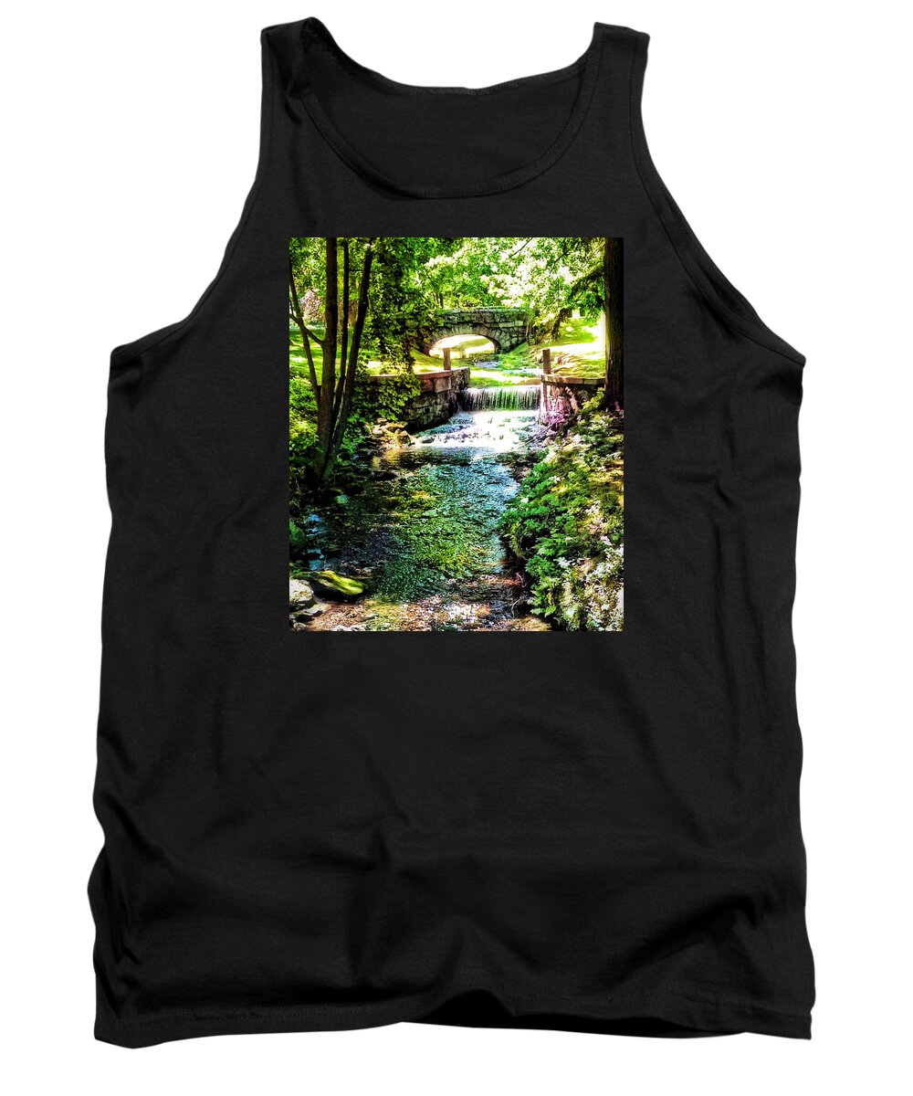 Bubbling Brook Tank Top featuring the photograph New England Serenity by Kathy Kelly