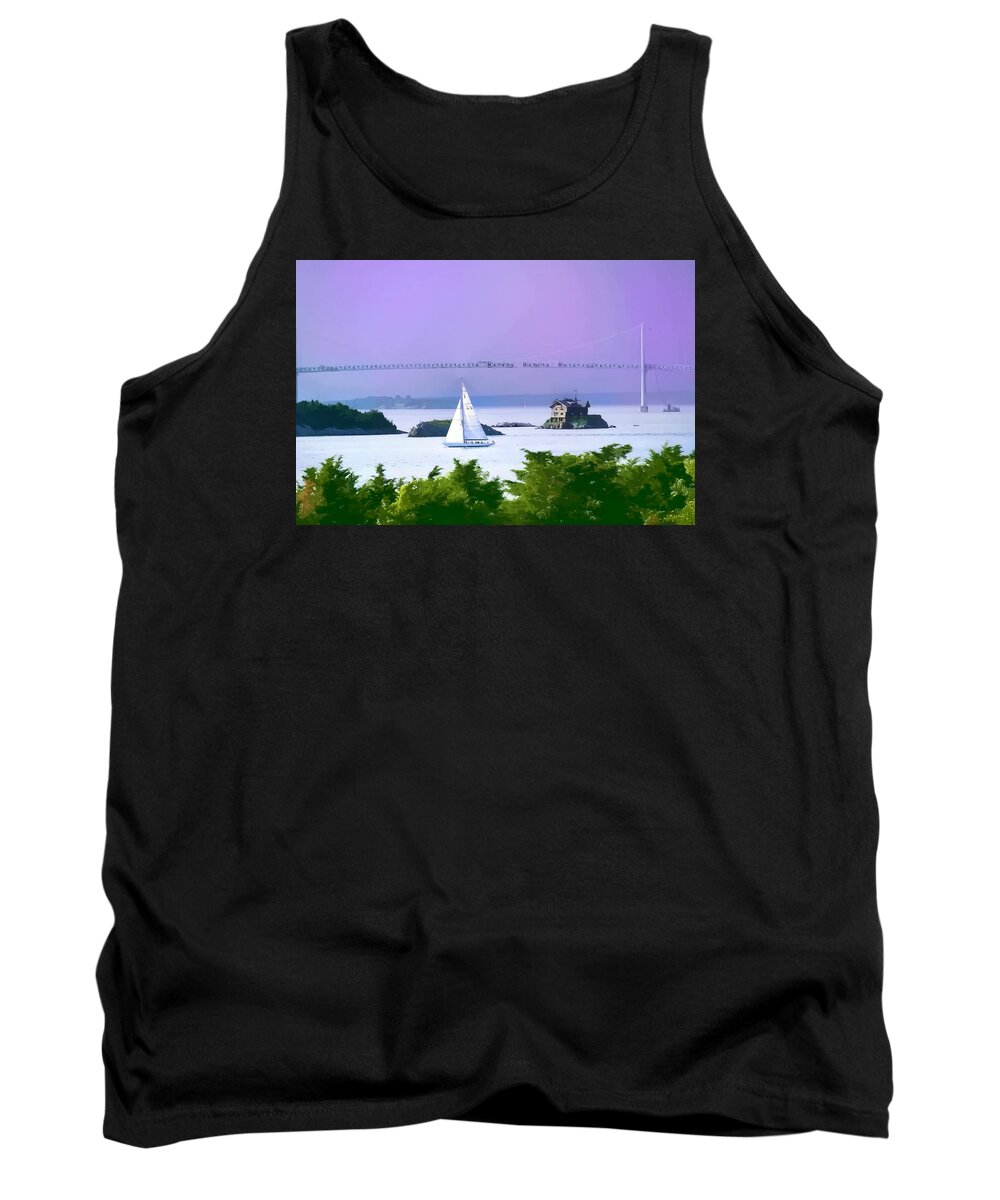 New England Landscape Tank Top featuring the photograph Newport water color effect by Tom Prendergast
