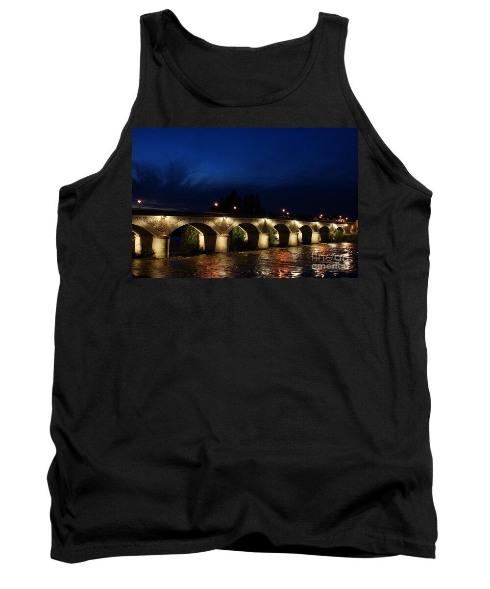 Bridge Tank Top featuring the photograph Night in Amboise by Christine Jepsen