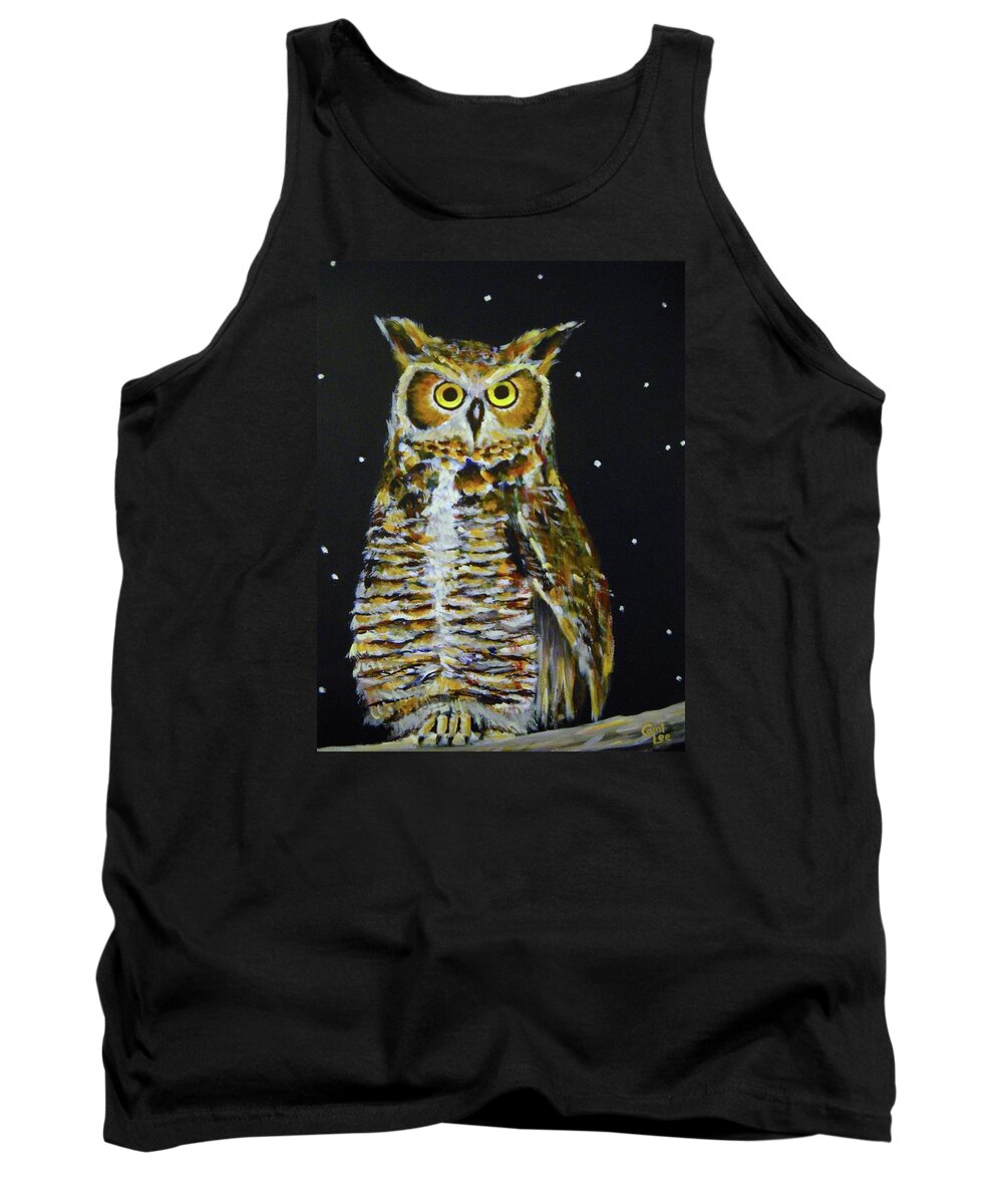 Owl Tank Top featuring the painting Night Owl by Cami Lee