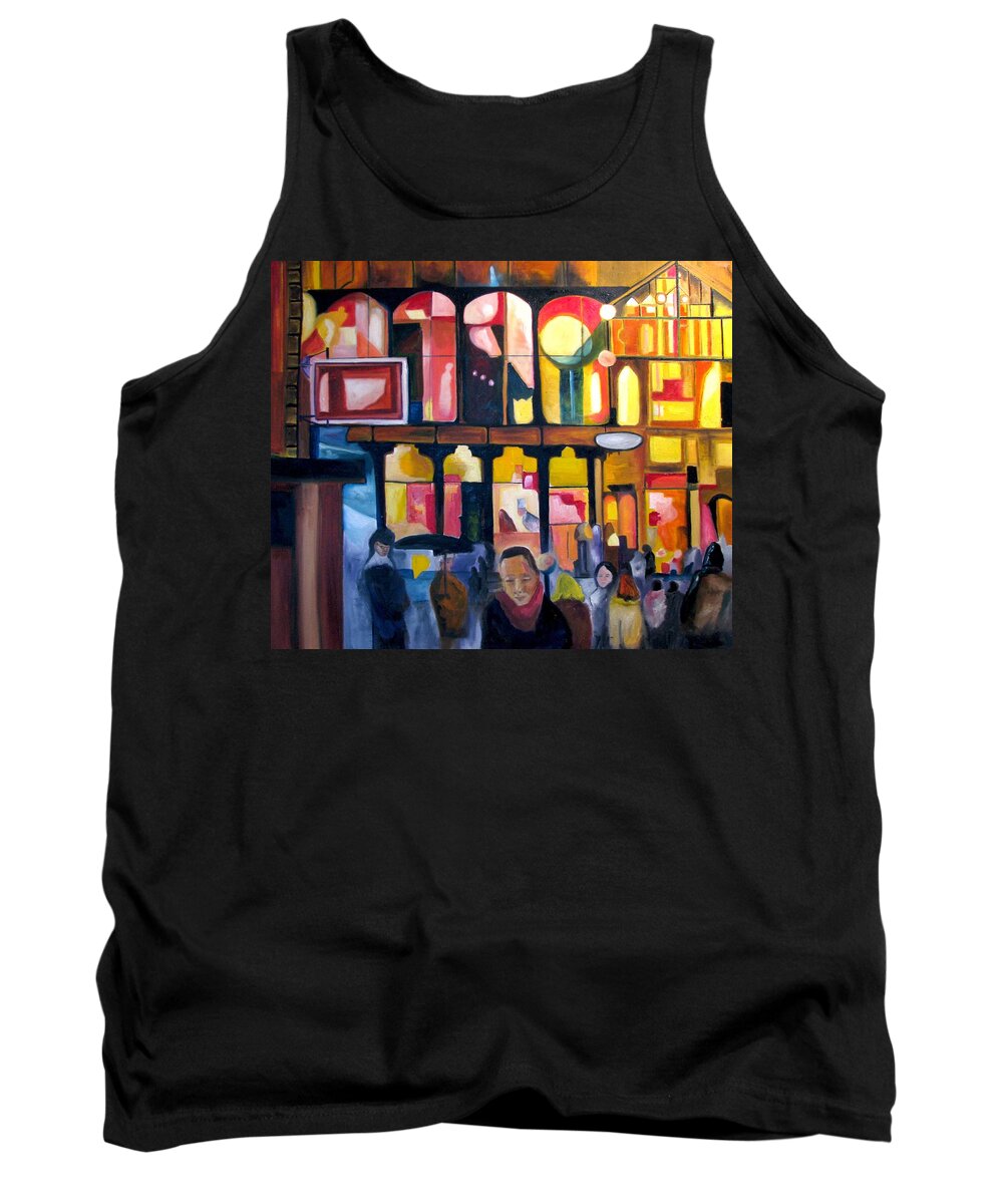 Night Scenes Tank Top featuring the painting Night Walk 2009 by Patricia Arroyo