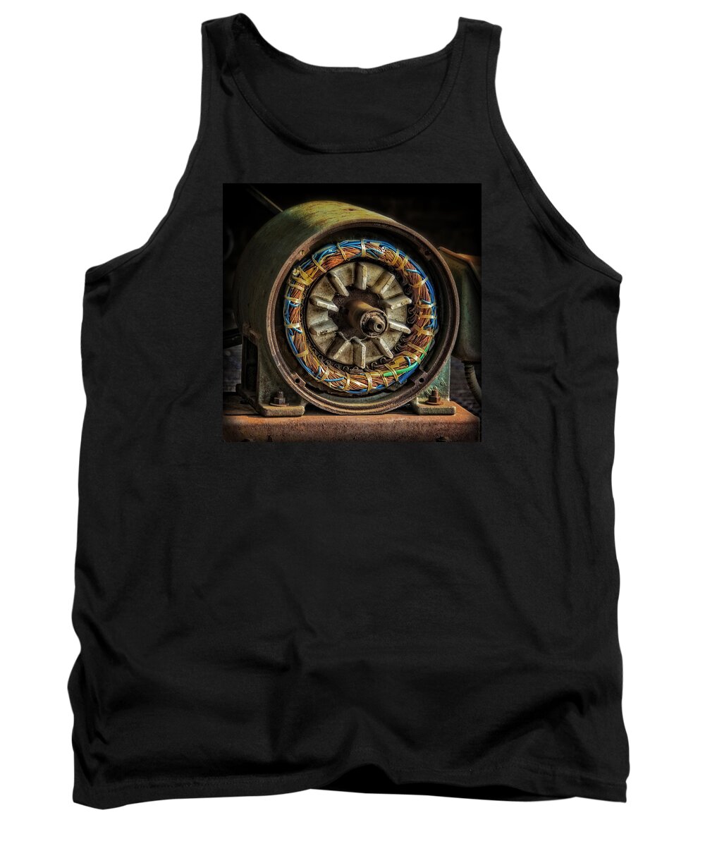 Motor Tank Top featuring the photograph Old Electric Motor by Phil Cardamone