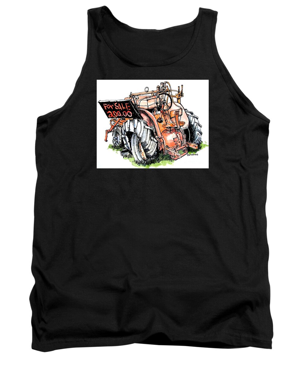 Tractor Tank Top featuring the painting Old Tractor by Terry Banderas