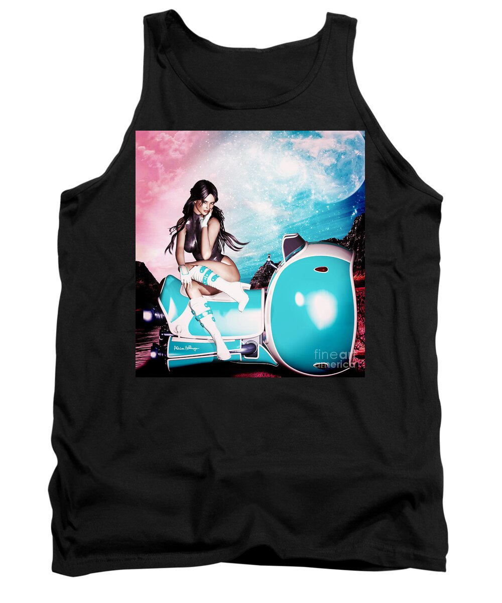 Sci-fi Tank Top featuring the digital art On the Road 3052 by Alicia Hollinger