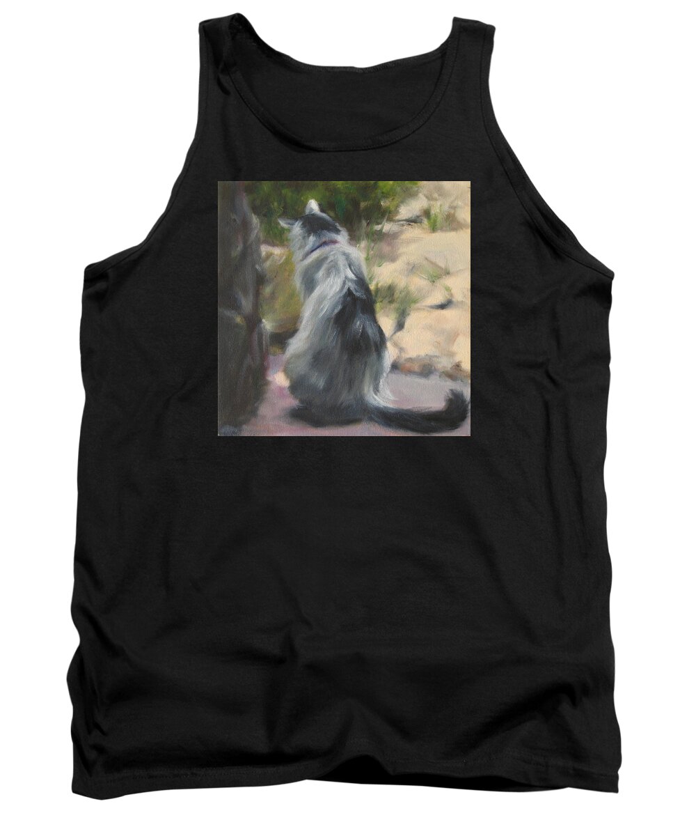 Cat Tank Top featuring the painting On the Threshold by Connie Schaertl