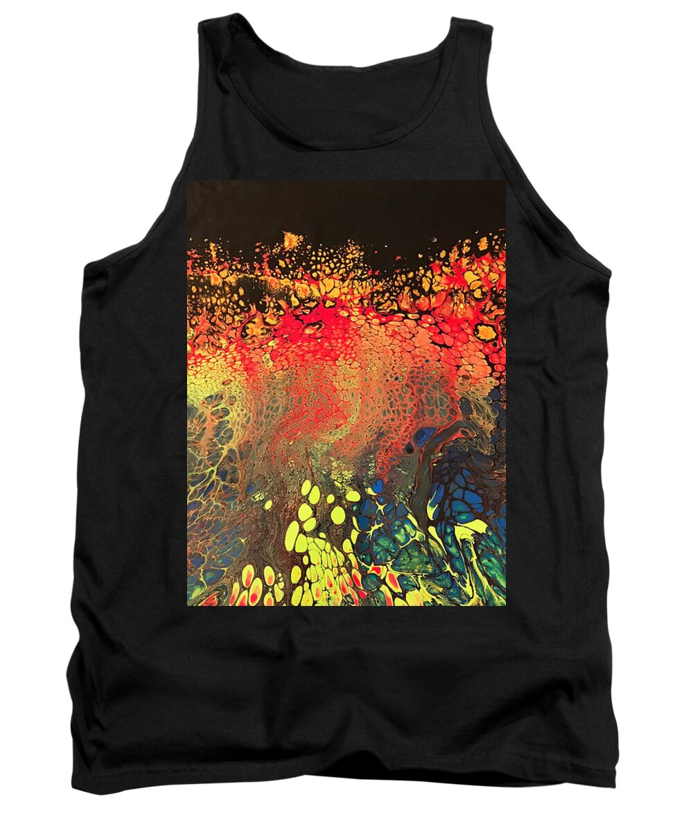 Cell Painting Tank Top featuring the painting One Fire by Dorothy Maier