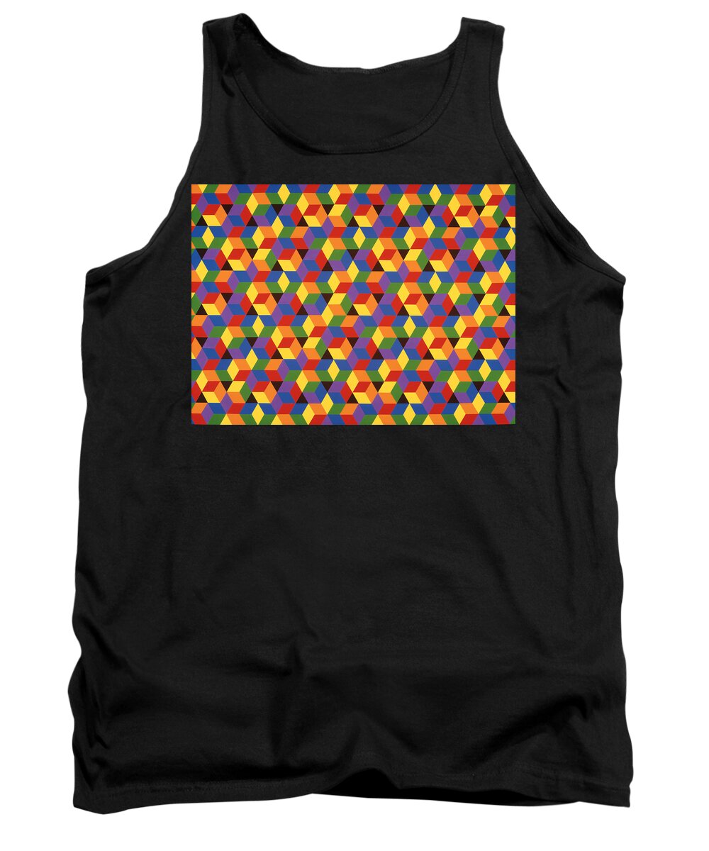 Abstract Tank Top featuring the painting Open Hexagonal Lattice I by Janet Hansen