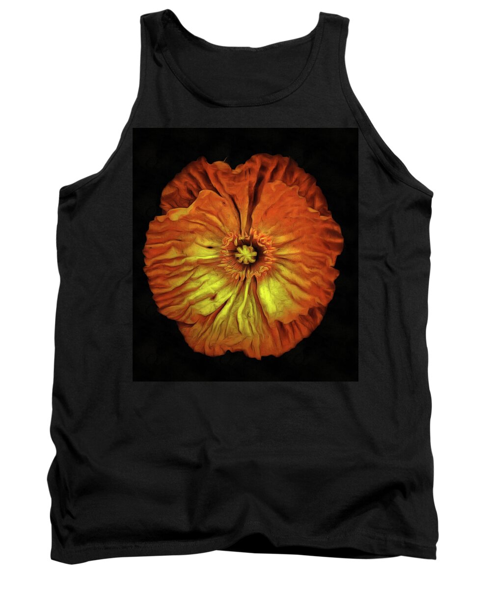Flower Tank Top featuring the photograph Orange flower painting Neo Rembrandt style by Matthias Hauser