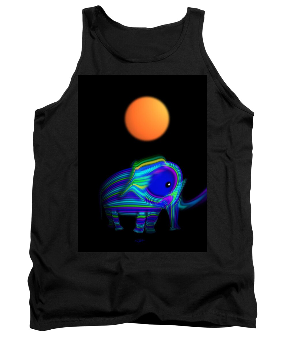 Elephant Tank Top featuring the painting Orange Moon by Charles Stuart