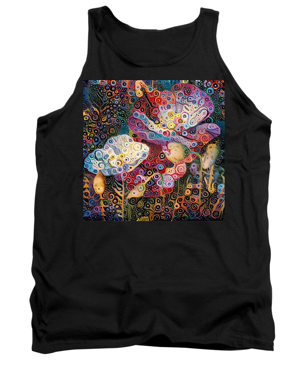 Paradise Tank Top featuring the digital art Paradise flowers 07 by Yury Malkov