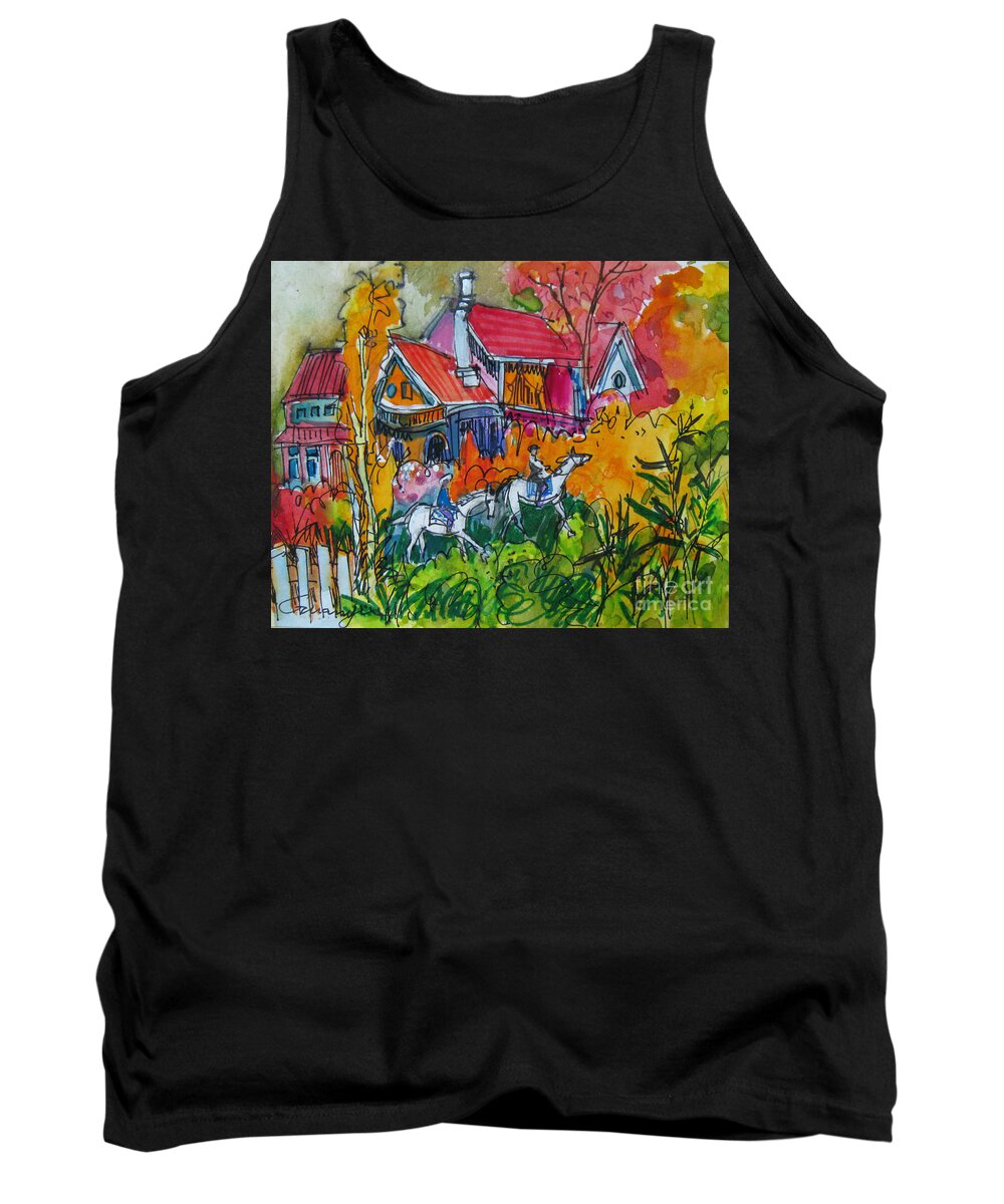 Riding Tank Top featuring the drawing Passing by Guanyu Shi