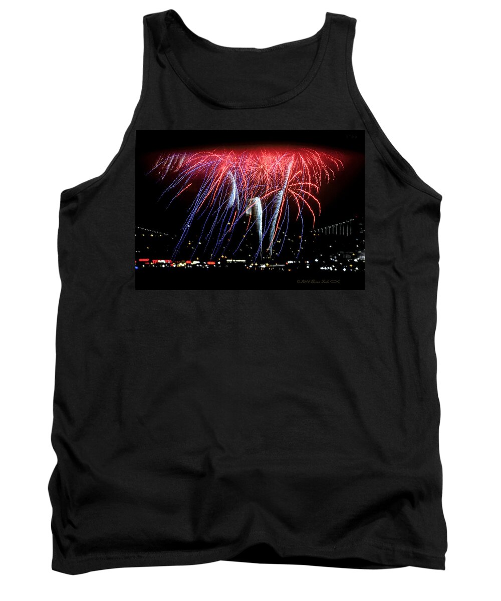 Fireworks Tank Top featuring the photograph Patriotic Fireworks S F Bay by Brian Tada