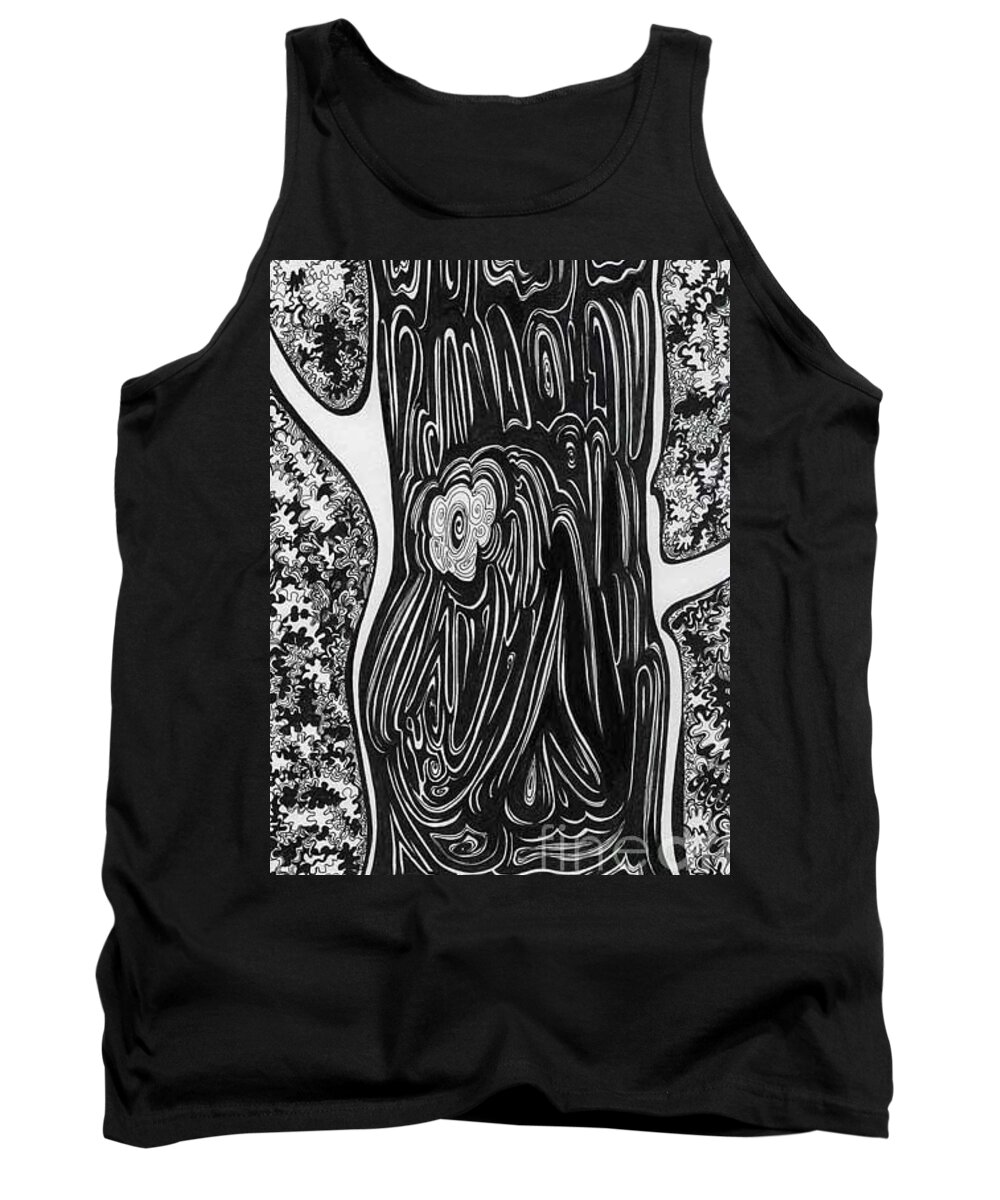 Trees Tank Top featuring the drawing Patterns of autumn by Anna Duyunova