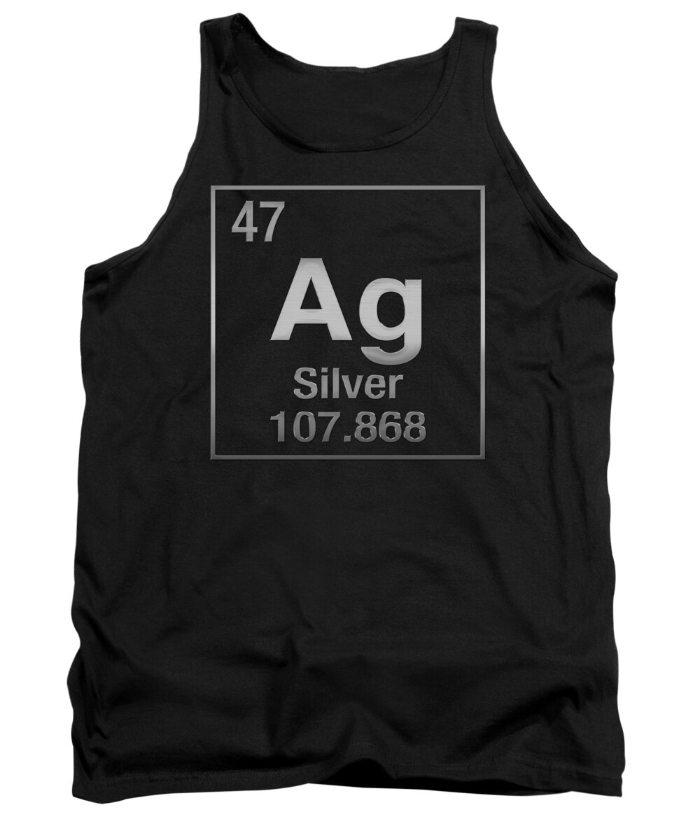 'the Elements' Collection By Serge Averbukh Tank Top featuring the digital art Periodic Table of Elements - Silver - Ag - Silver on Black by Serge Averbukh