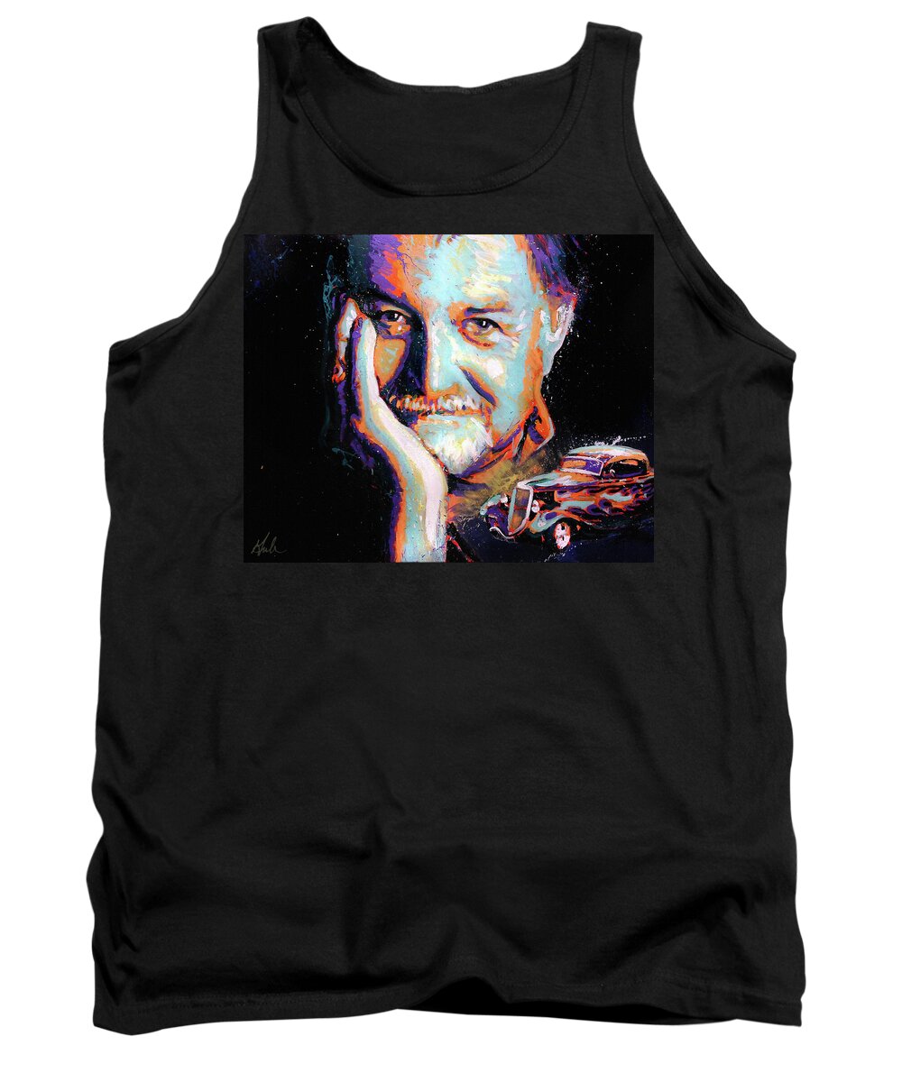 Hot Rod Tank Top featuring the painting Pete Chapouris by Steve Gamba