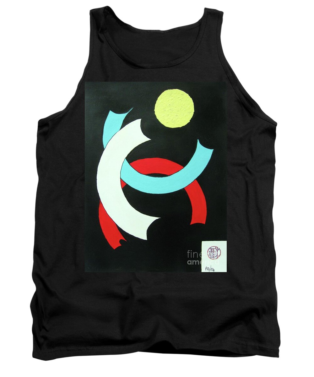Abstract Tank Top featuring the painting Pineapple Moon by Thea Recuerdo