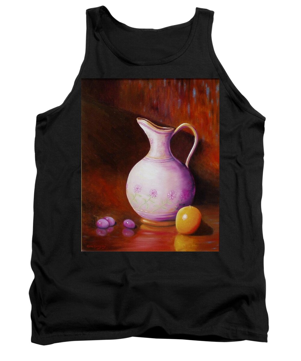 Still Life Tank Top featuring the painting Pink pitcher by Gene Gregory