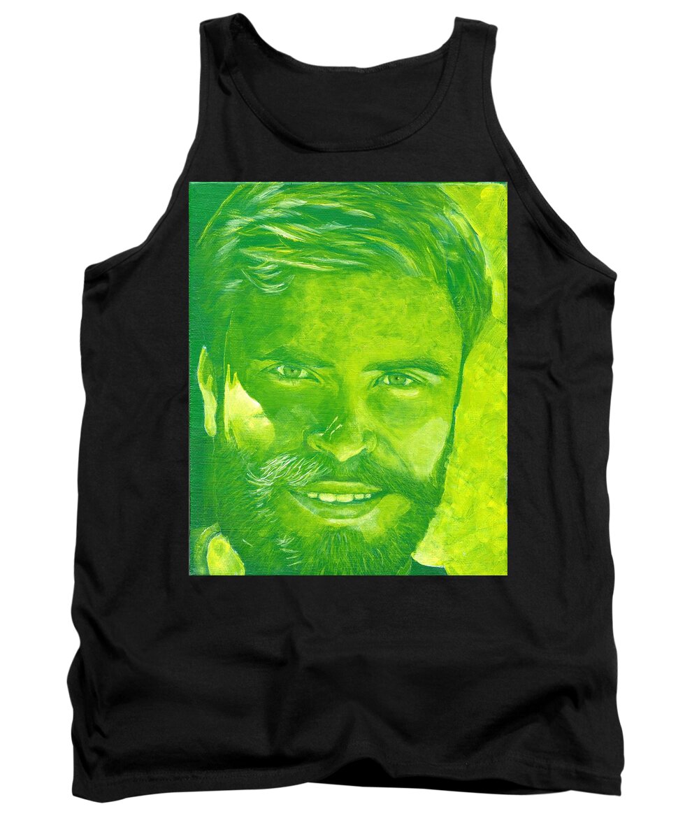 Portrait Tank Top featuring the painting Portrait in green by John Neeve