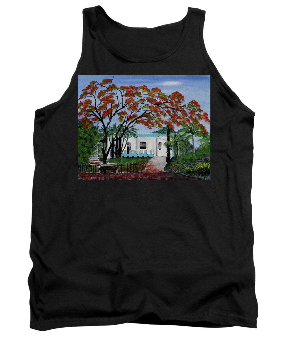 Flamboyant Tank Top featuring the painting Pretty in Red by Gloria E Barreto-Rodriguez