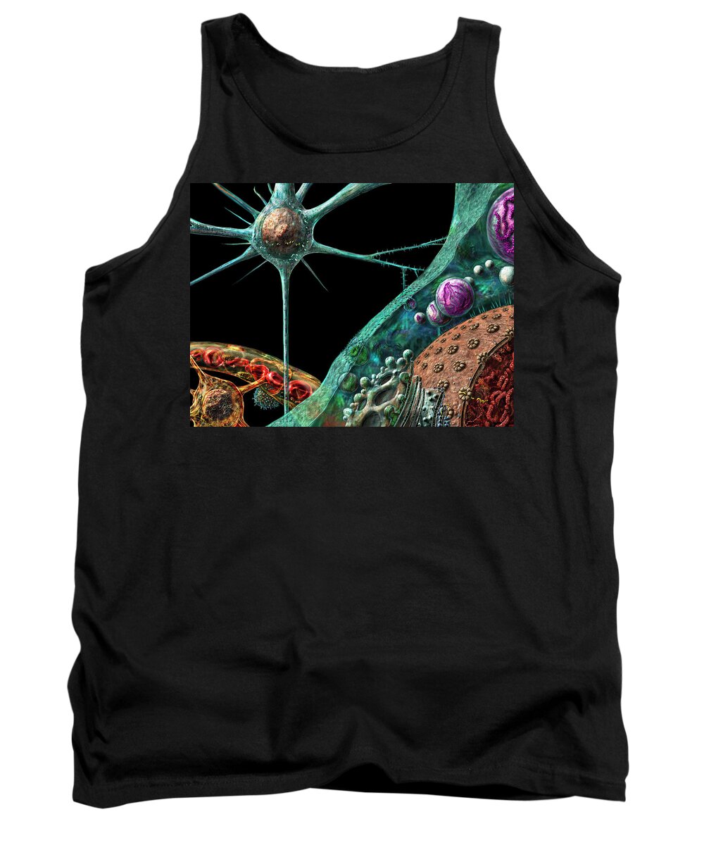 Anatomical Tank Top featuring the digital art Prions by Russell Kightley