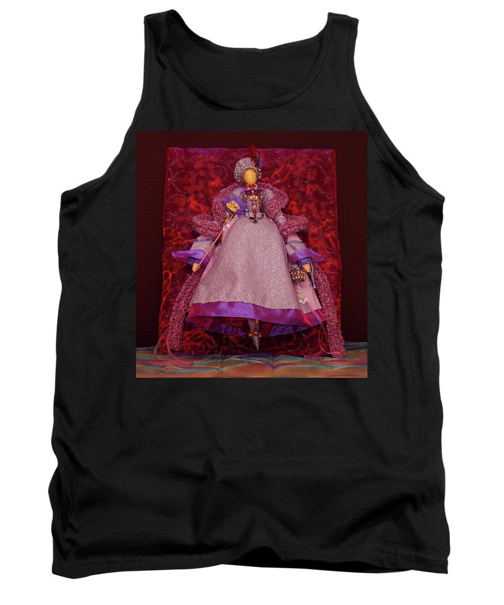 Purple Doll Art Tank Top featuring the mixed media Purple Doll by Judy Henninger
