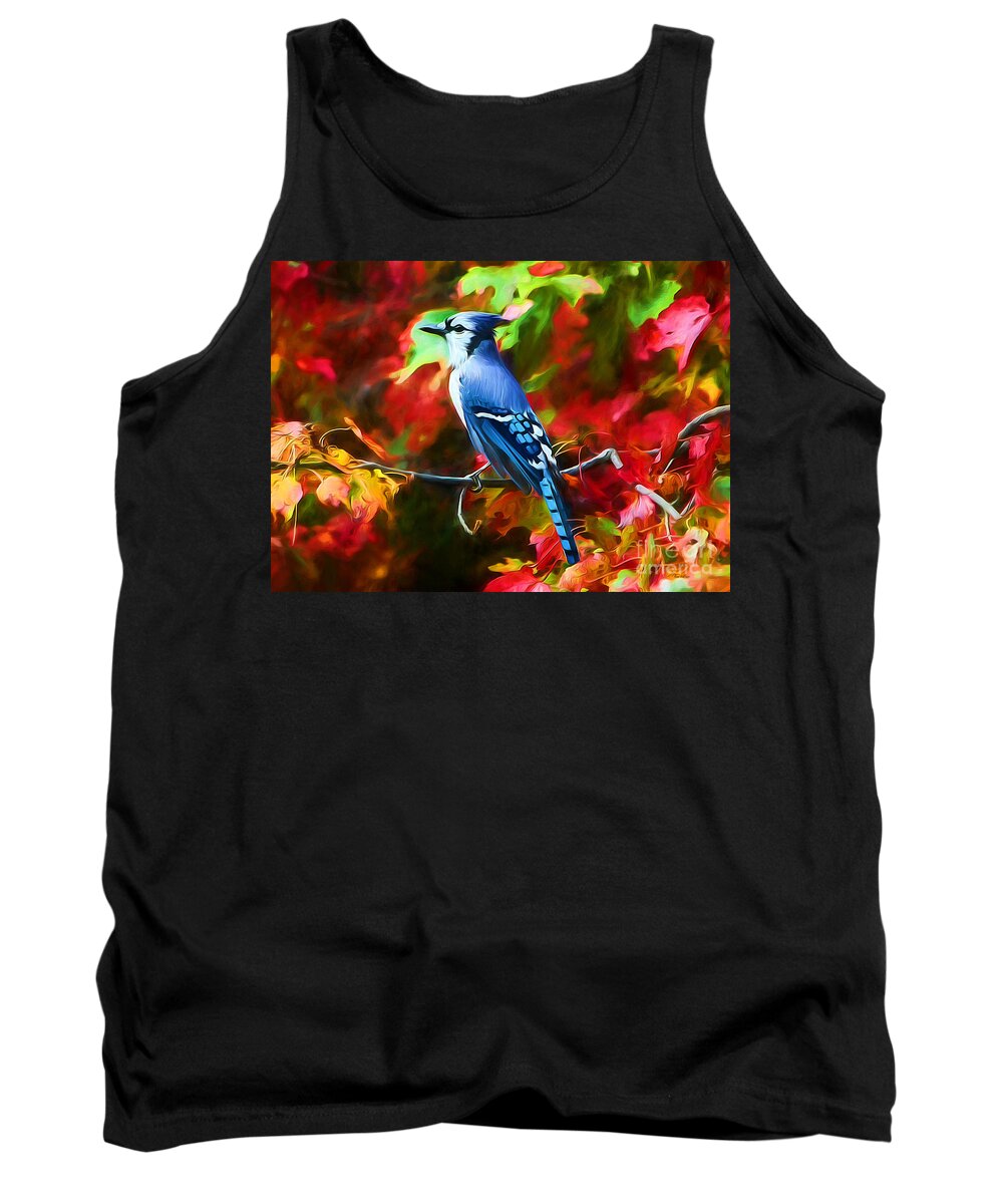 Blue Jay Tank Top featuring the photograph Quite Distinguished by Tina LeCour