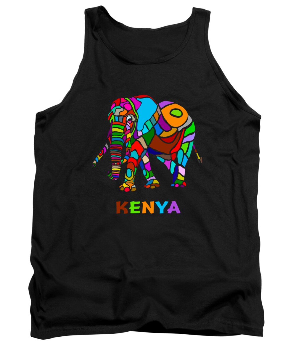 Safari Tank Top featuring the digital art Rainbow Elephant by Anthony Mwangi