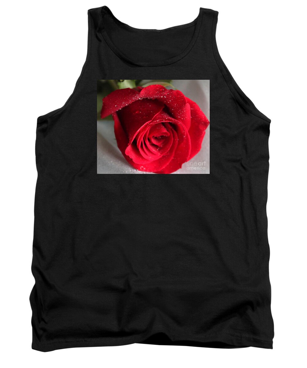 Raindrops On Roses Tank Top featuring the painting Raindrops on Roses by Rita Brown