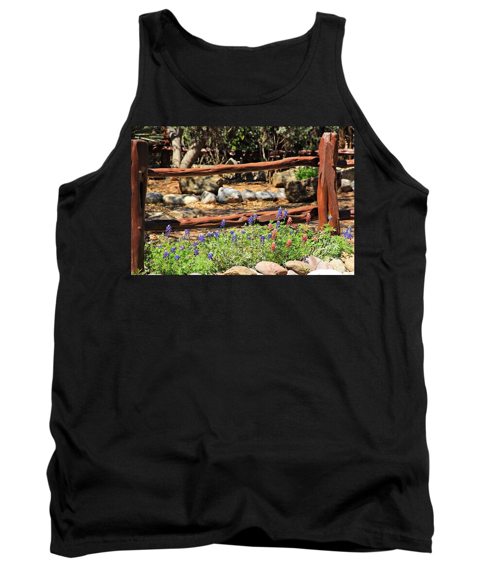 Landscape Tank Top featuring the photograph Red and Bluebonnets by Matalyn Gardner