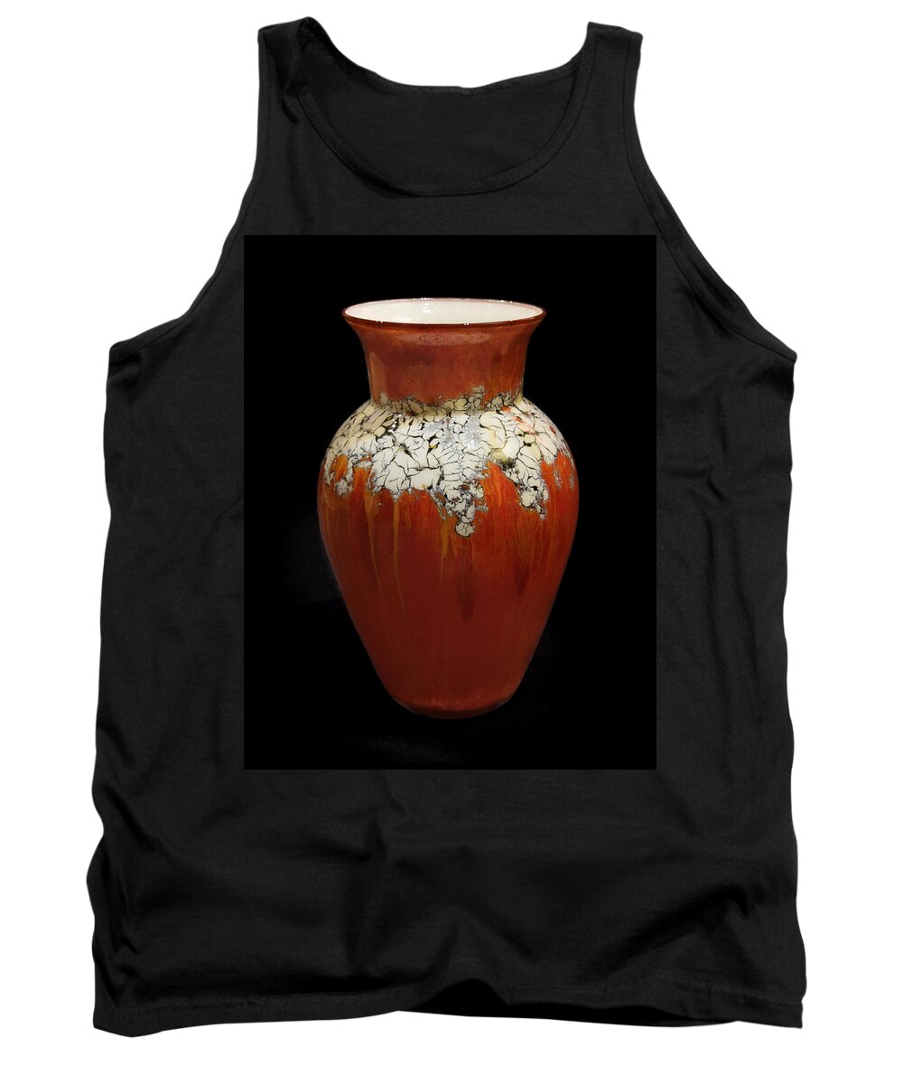 Glass Tank Top featuring the glass art Red and White Vase by Christopher Schranck
