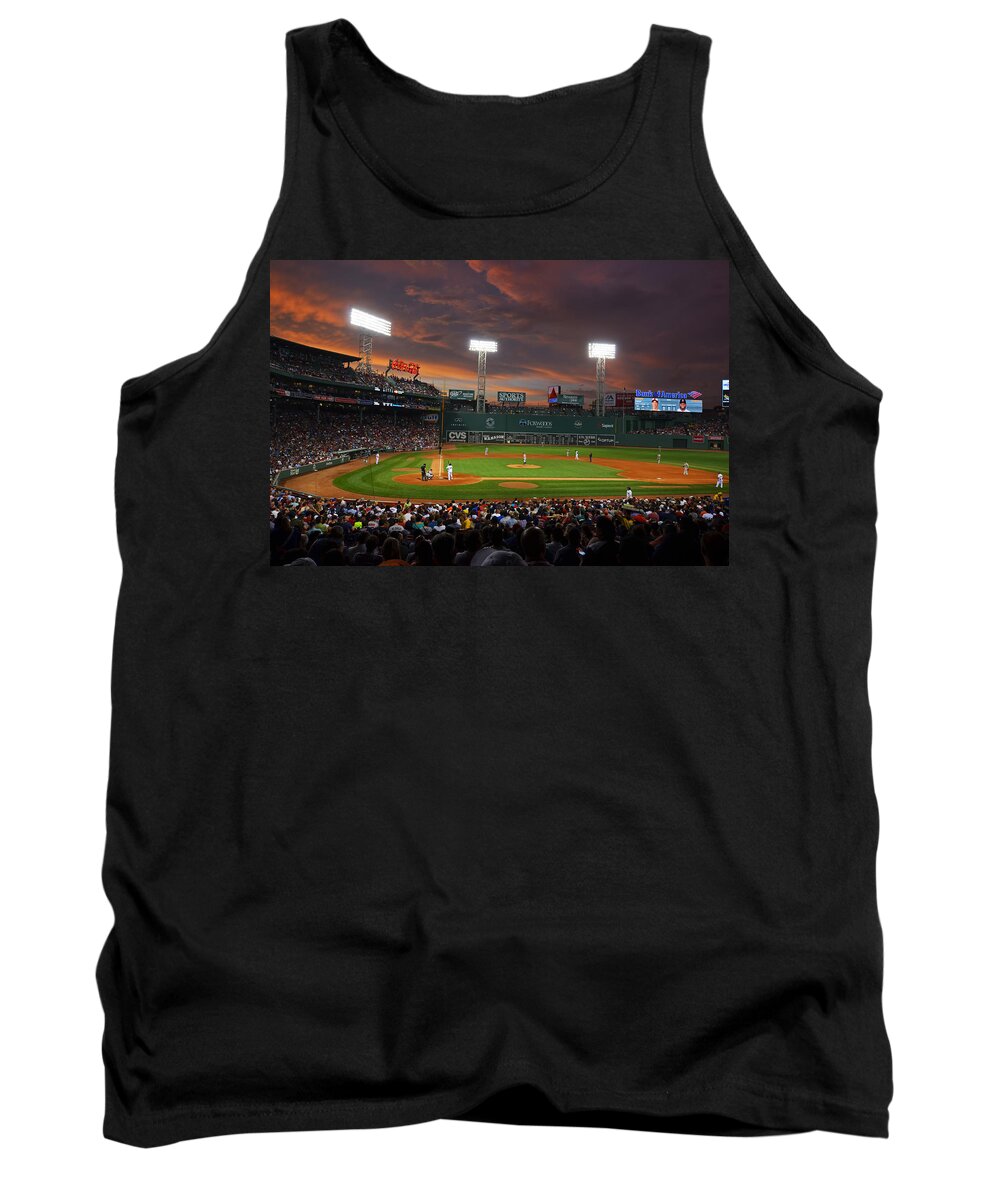 Boston Tank Top featuring the photograph Red Sky over Fenway Park by Toby McGuire