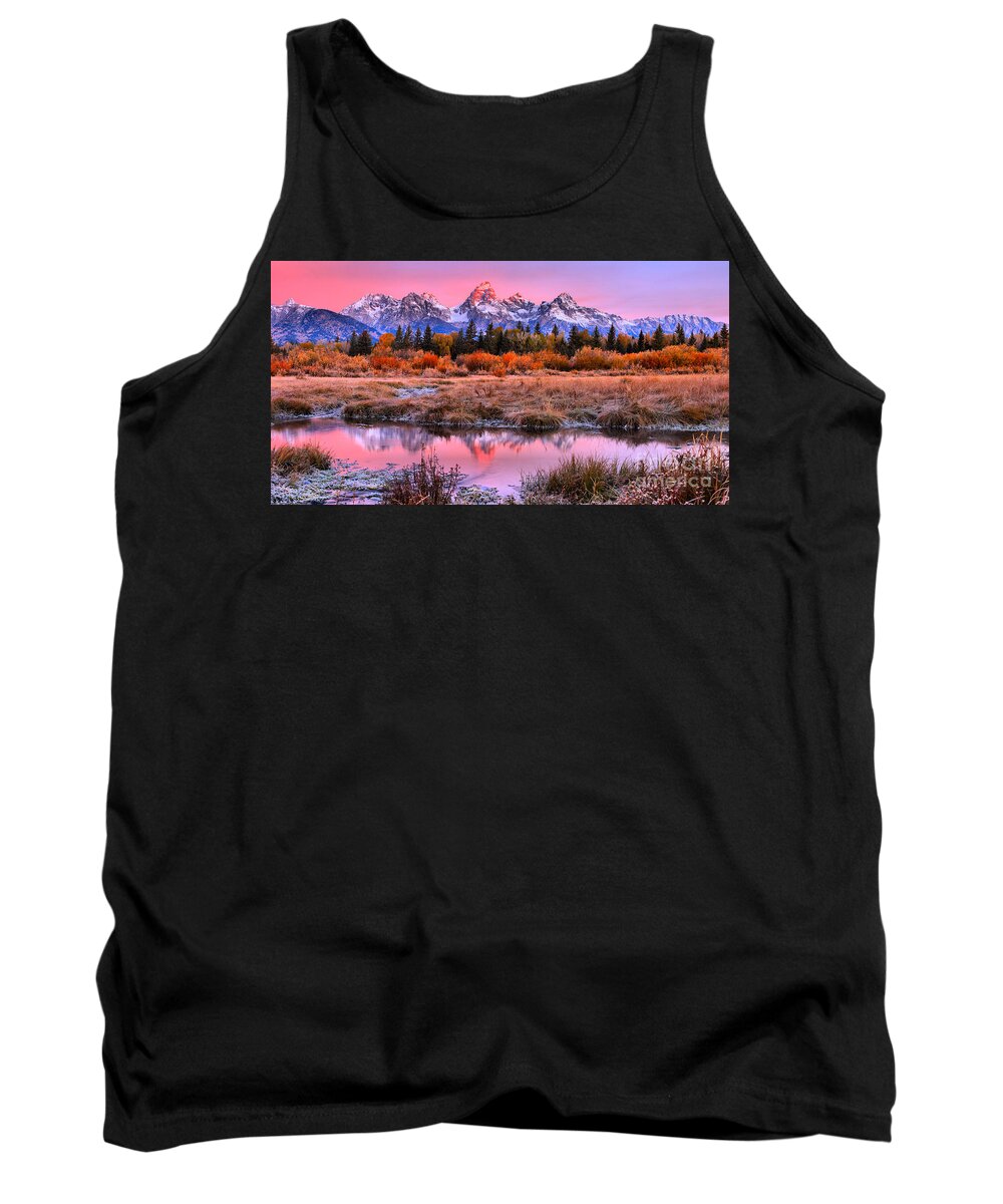 Grand Teton Tank Top featuring the photograph Red Tip On The Grand by Adam Jewell