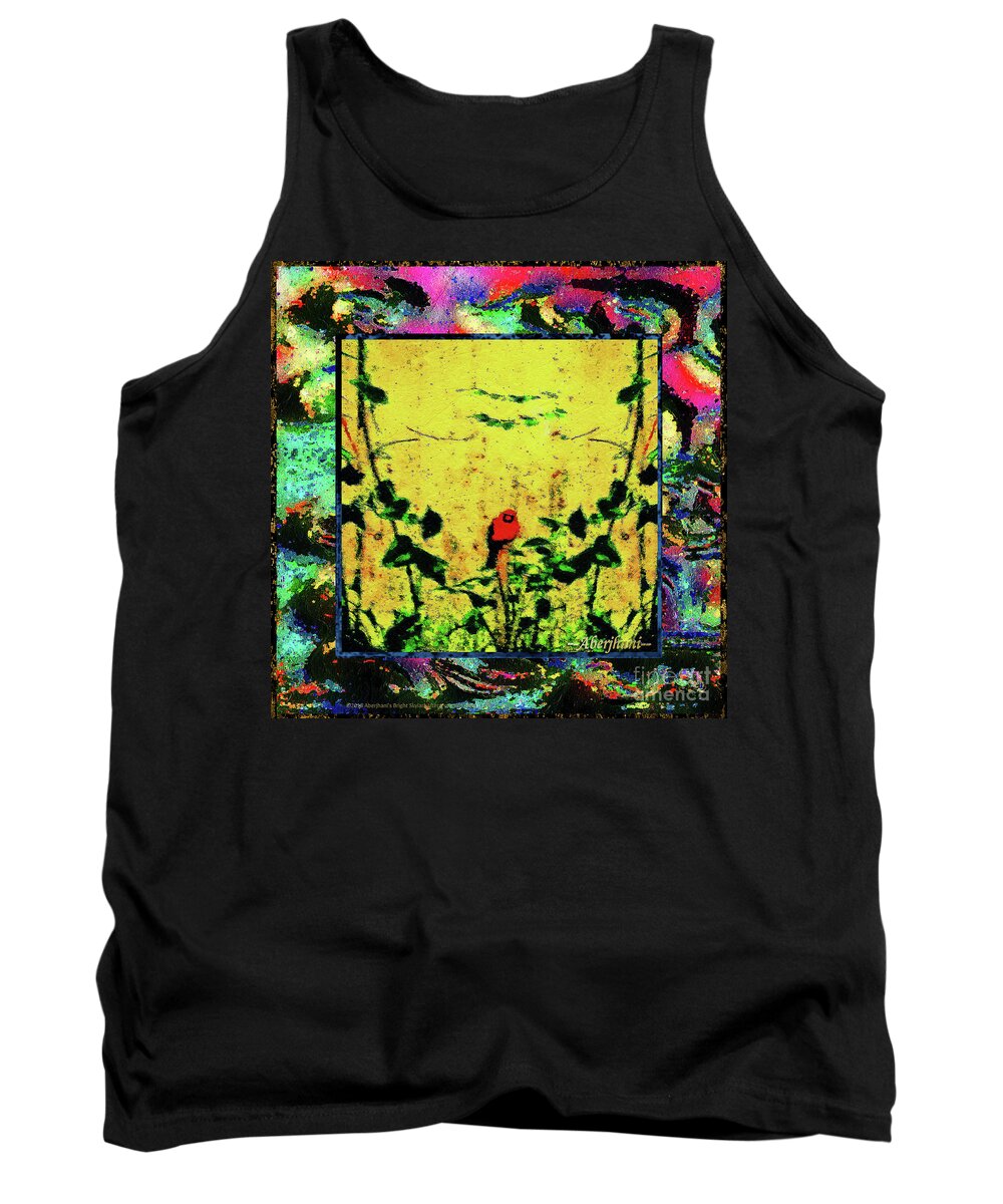 Beauty Tank Top featuring the painting Redbird in the Valley of Beautiful Possibilities by Aberjhani