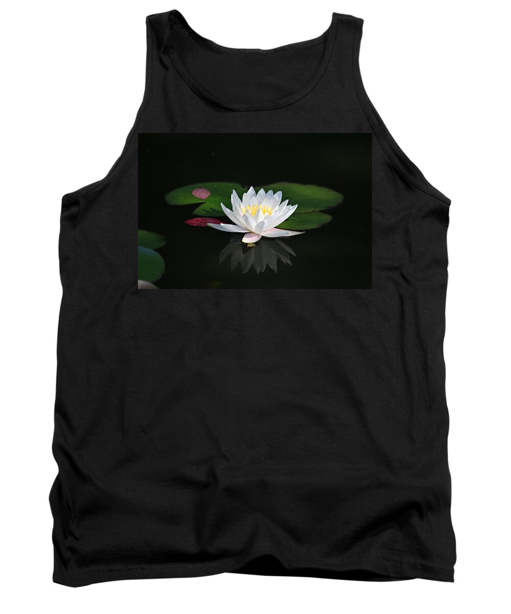 Lily Tank Top featuring the photograph Reflections of a Water Lily by Trina Ansel
