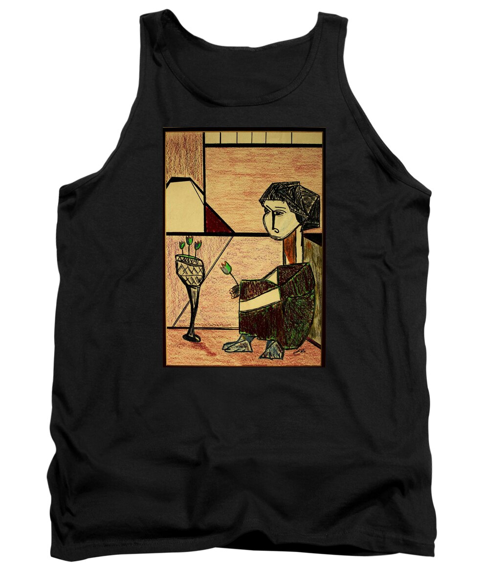 Women Tank Top featuring the drawing Remembering by Bill OConnor