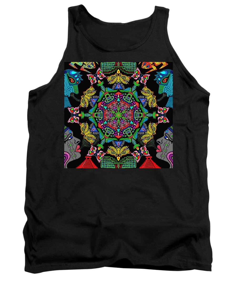 Visionary Art Tank Top featuring the painting Revelations in the Jungle by Myztico Campo