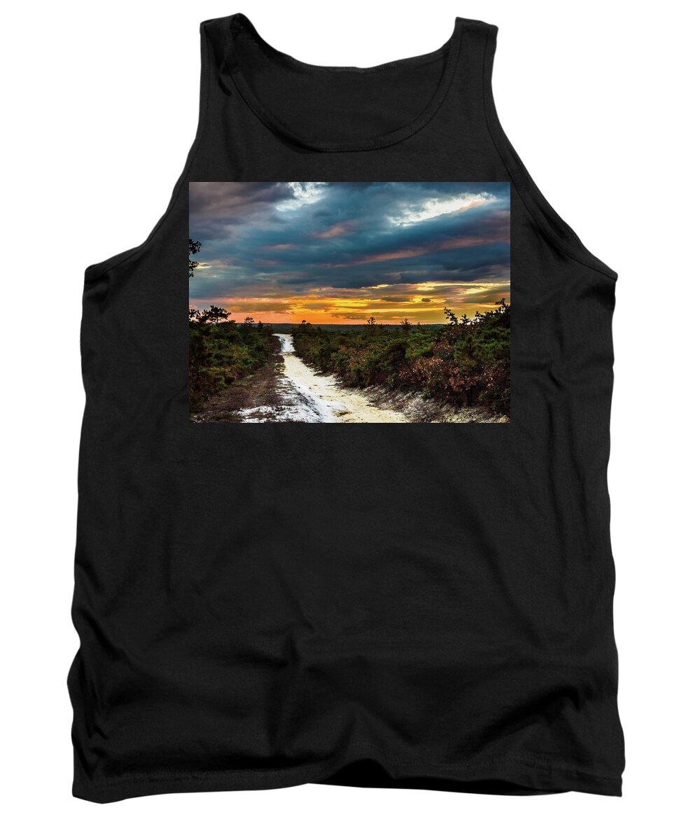 Landscape Tank Top featuring the photograph Road into The Pinelands by Louis Dallara