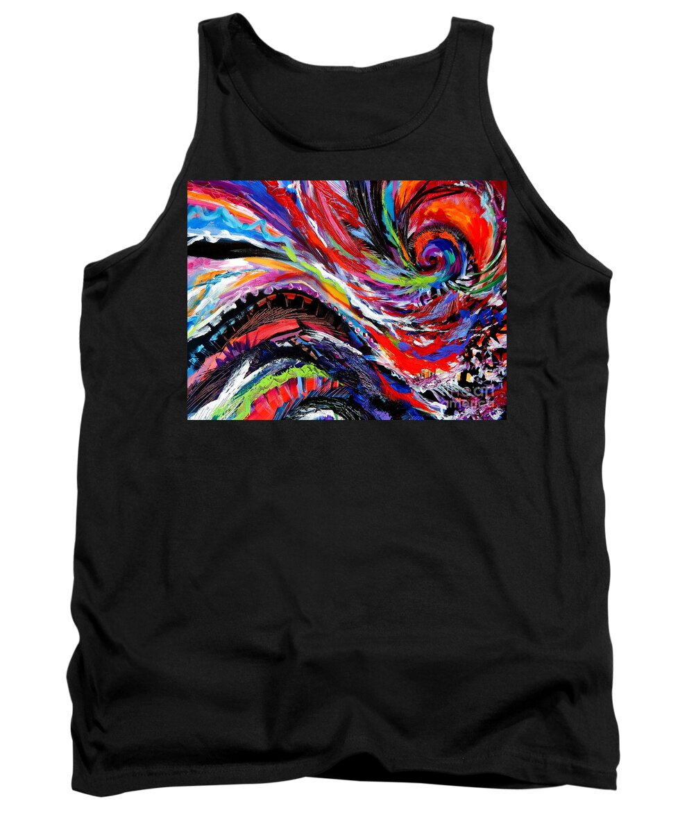 Abstract Expressionist Detail Of A Painting Tank Top featuring the painting Rolling detail Three by Priscilla Batzell Expressionist Art Studio Gallery