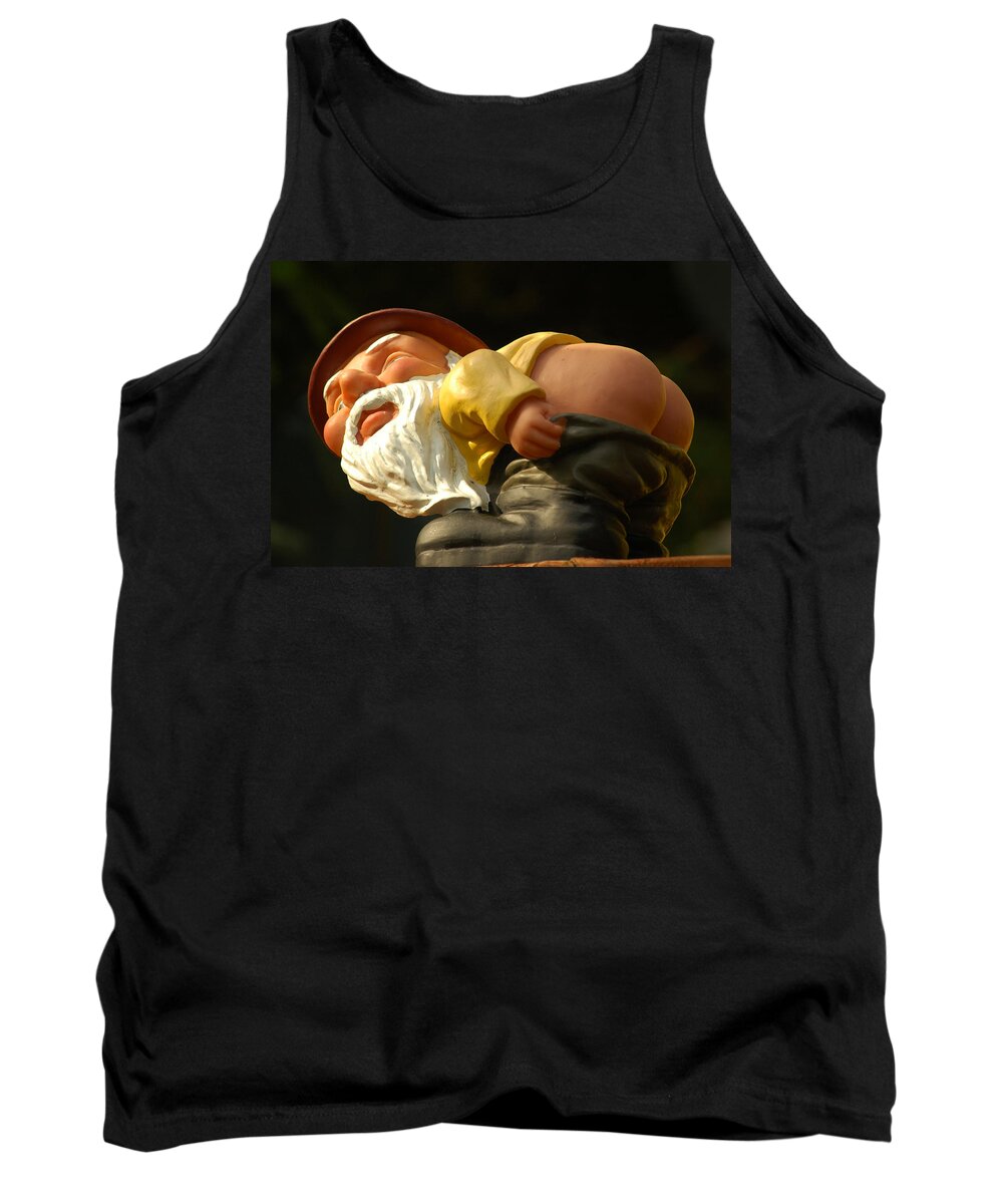 Gnome Tank Top featuring the photograph Rude Gnome by Harry Spitz